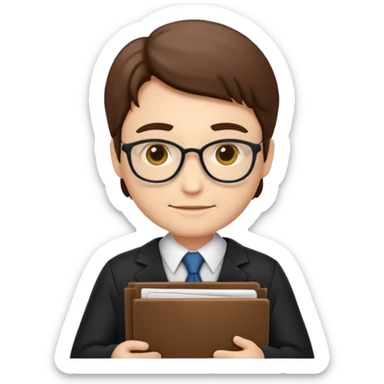 lawyer emoji, professional, holding legal documents, neutral background sticker