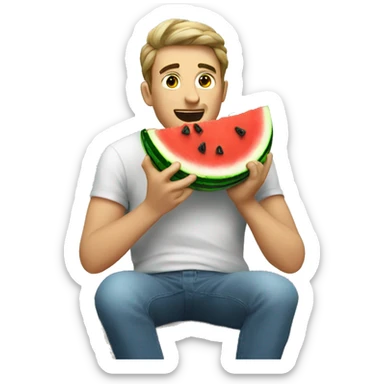 guy eating a watermelon  sticker