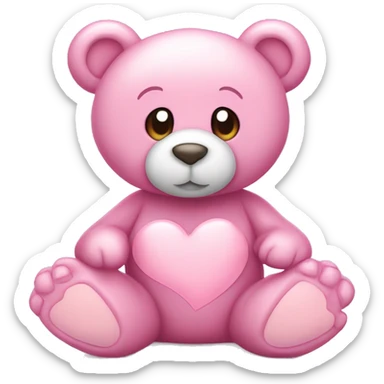 Bear "A pastel pink teddy bear with a glossy finish, glowing heart-shaped paw pads, and a faint shimmer outlining its cuddly figure." sticker