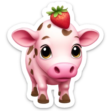 Baby Pink Strawberry Cow  sticker