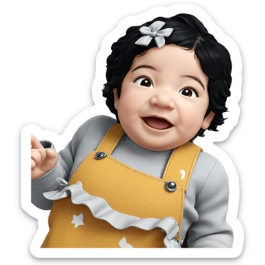 smiling girl with black hair sticker