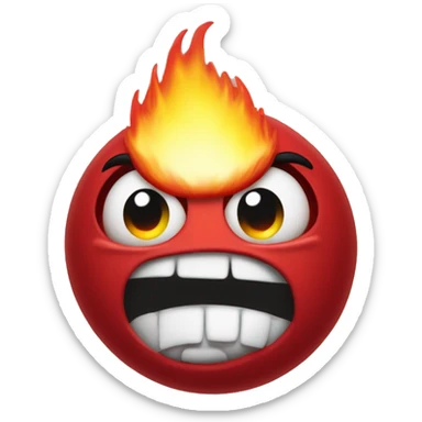 A little red gum drop wearing a suit very angry with fire coming out of his head  sticker