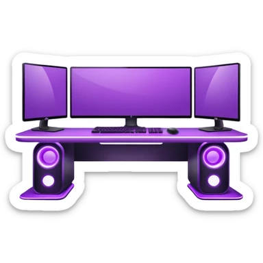 purple gaming setup with two monitors sticker
