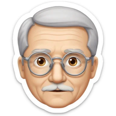 old man white neutral face with eyewear without moustache sticker