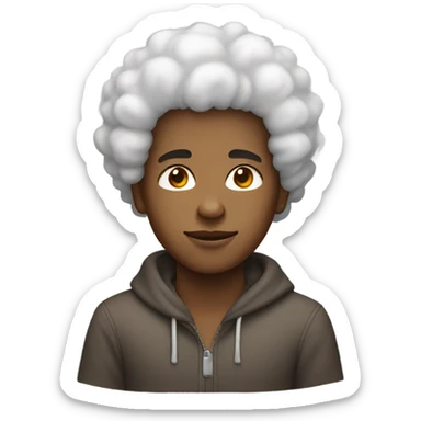 Lazy boy with light brown eyes afro hair and skin sticker