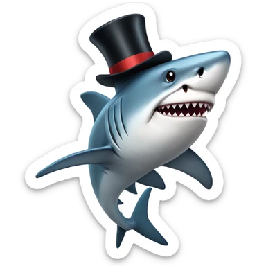 Shark with a top hat sticker