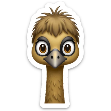 emu emoji, apple style, long neck, big eyes, natural colors, transparent background sticker