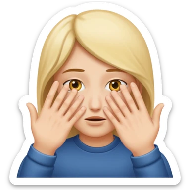 Covering the face with hands and peeping through your finger sticker