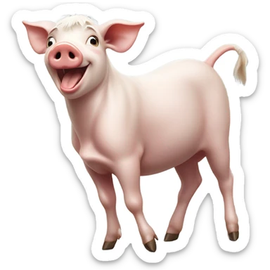 a pig dancing with a goat sticker
