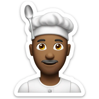 Man with a spoon on his head sticker