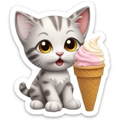 Kitten eating ice cream sticker