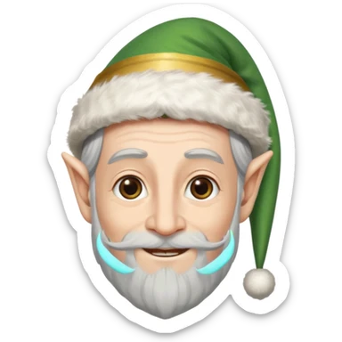 dumbledore smiling and wearing a christmas elf hat sticker