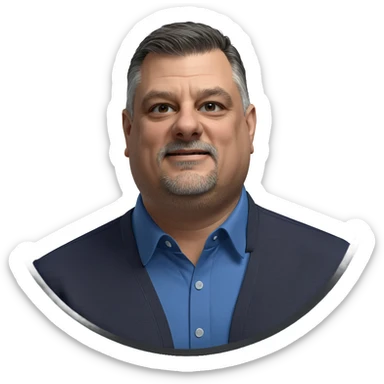 male in blue shirt portrait sticker