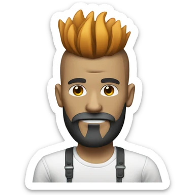 skull with mohawk hair and long beard wearing casual clothes sticker
