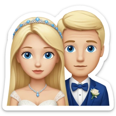 Blonde wife and blonde husband getting married Both Blue eyes sticker