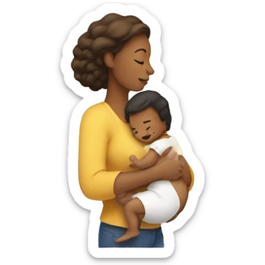 Mom holds the baby in her arms facing each other sticker