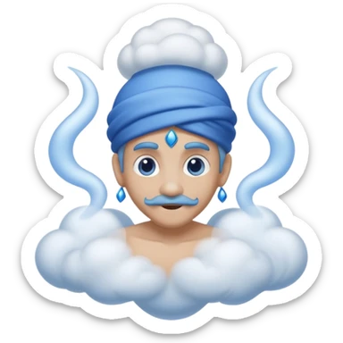 blue genie emerging smoke. sticker