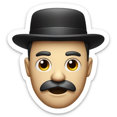 angry man with small mustache and bowler hat  sticker