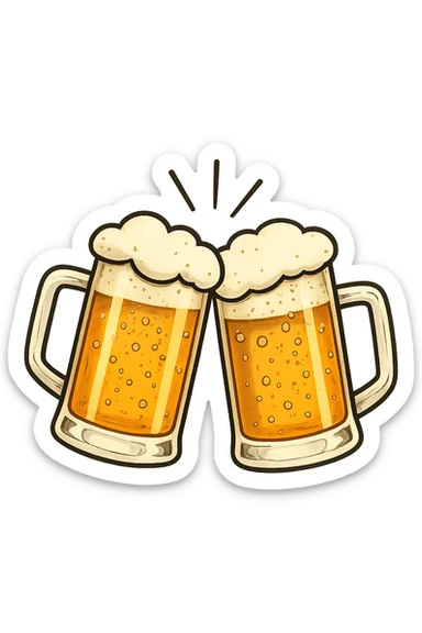 2 drink che fanno brindisi di birre senza mani sticker