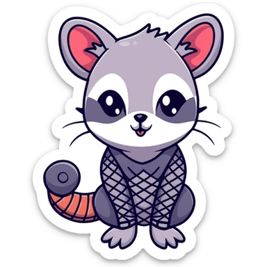 goth possum with fishnet gloves and black eyeliner sticker