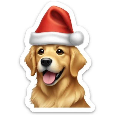 golden retriever wearing a Santa hat smiling sticker