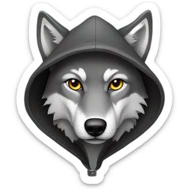 grey wolf wearing a black hood sticker
