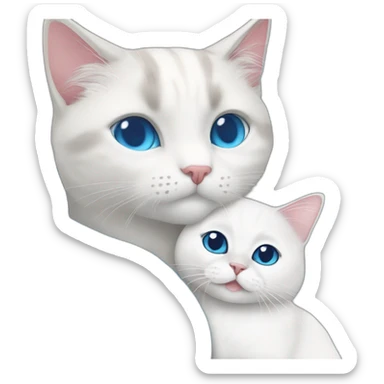 White shorthair cat and blue bicolor ragdoll cat are cuddling  sticker