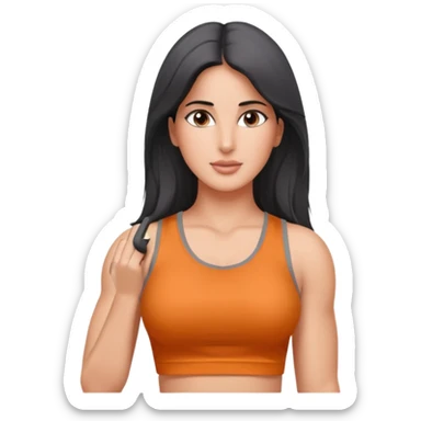 ipretty bratz emoji of katrina kaif wearing a grey tee, muscular sticker