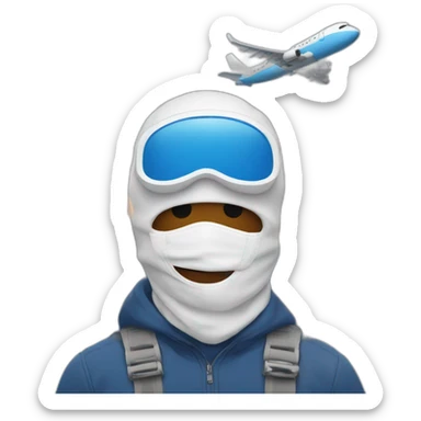 Balaclava Guy and plane and towers sticker