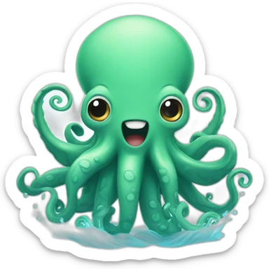 cute kraken with cute face flushing sticker