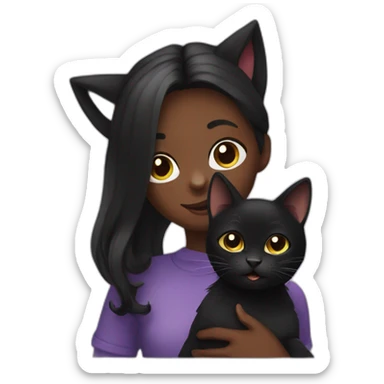 Black cat with girl sticker
