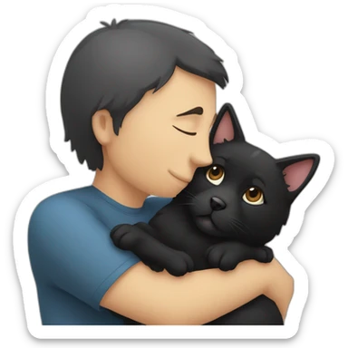 Un chien noir et un chat qui se fon un calin sticker