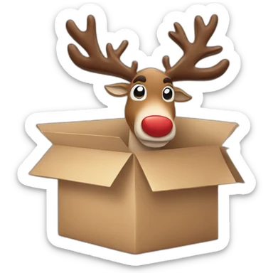 Reindeer carries a box sticker