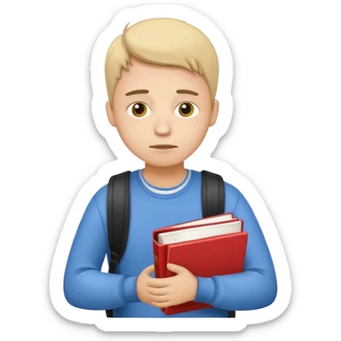 

a stressed, sad student preparing for IELTS, holding books and coffee, tired face, exam stress.

Style: emoji, clean, simple, white background. sticker