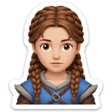 Girl viking brown hair sticker