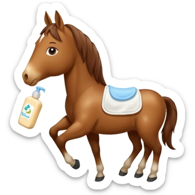 A horse holding johnson baby body lotion sticker
