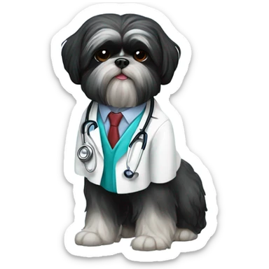 Black Shih tzu as doctor sticker
