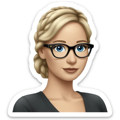 Photo of Brunette Jennifer Lawrence wearing black glasses and blue eyes talking on the phone  sticker