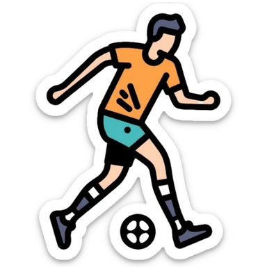 football player running with ball, soccer athlete sticker