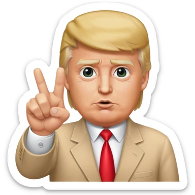 Super realistic Donald Trump pointing index finger up, realistic face sticker