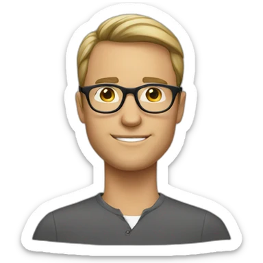white-male-brunette-black-round-glasses sticker