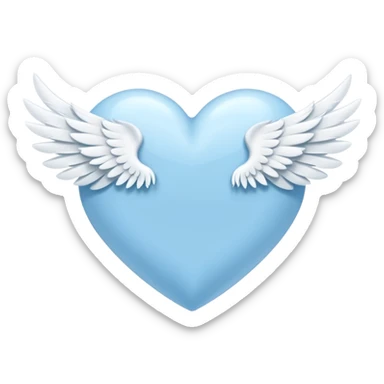light sky blue heart with a wing on the right sticker