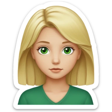 Blonde girl with medium hair and green eyes sticker