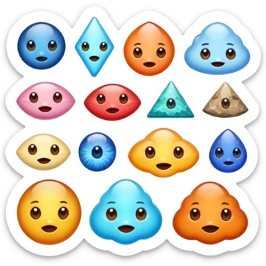 charactarised colorful minerals with eyes and mouth sticker