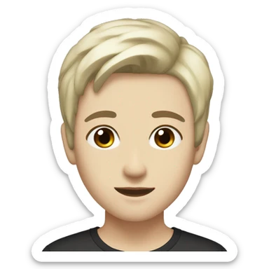 pale skinned dark black longer short hair brown eyes masc lesbian  sticker