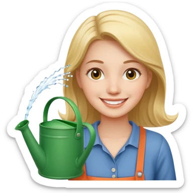 female with watering pot sticker