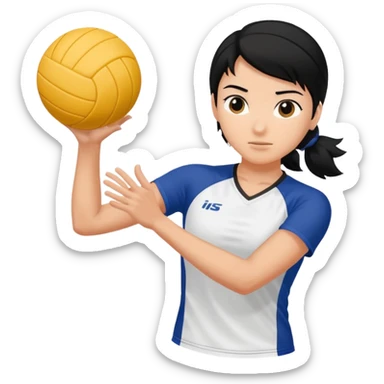 Uma atleta de voleibol branca de cabelo preto, esperando a bola  sticker