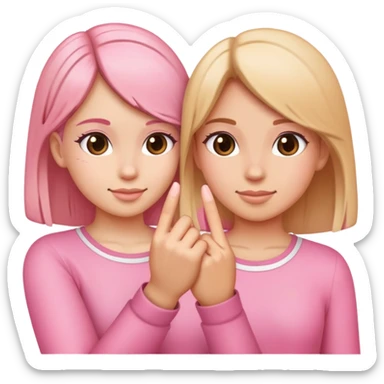 Two girls making a pinky promise  sticker
