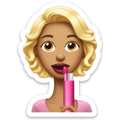 Emoji applying lipgloss sticker