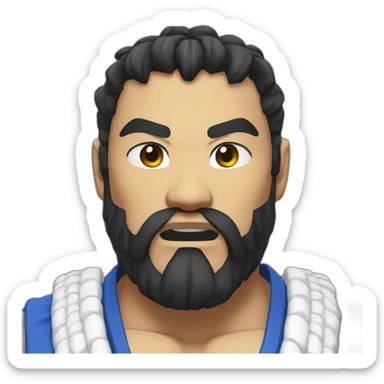 Street fighter Ryu with blue eyes and beard sticker